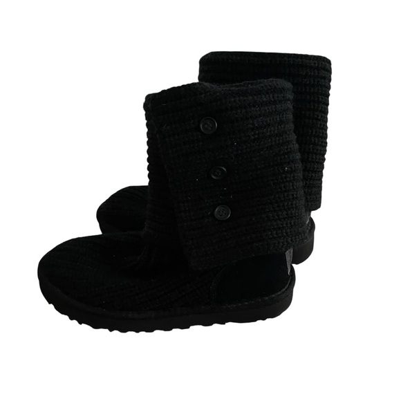 UGG Classic Cardy Black Knit Boots Women Size 6 - Picture 7 of 12